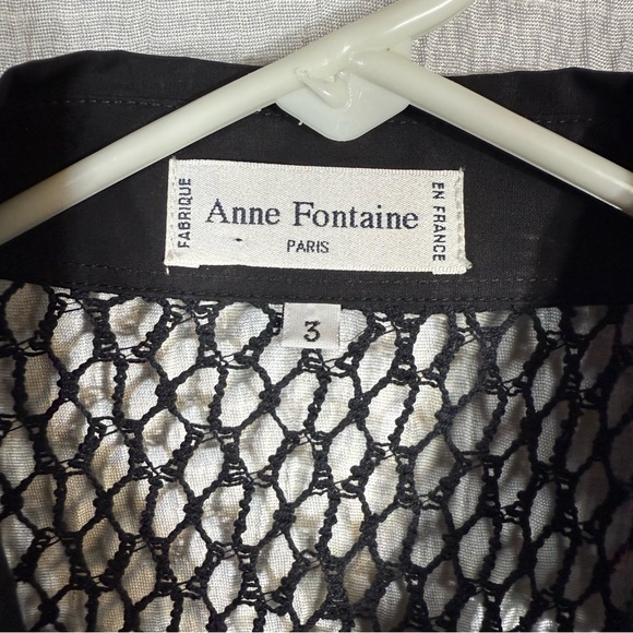 Anne Fontaine Paris Sheer mesh lace Button-Down Blouse – Black – Size 3 (medium) - Picture 3 of 11